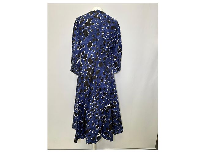 Vestido midi evasé estampado en algodón azul Marni - vista 3