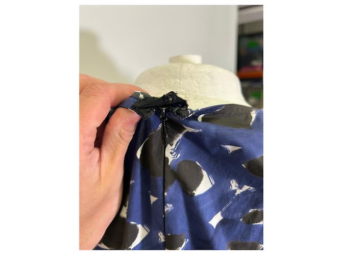 Vestido midi evasé estampado en algodón azul Marni - vista 5