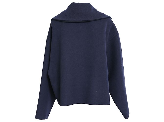 Céline Celine Triomphe Zip-Up Pullover aus Navy Blue Kaschmir Blau Marineblau - Ansicht 3