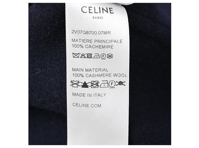 Céline Celine Triomphe Zip-Up Pullover aus Navy Blue Kaschmir Blau Marineblau - Ansicht 6