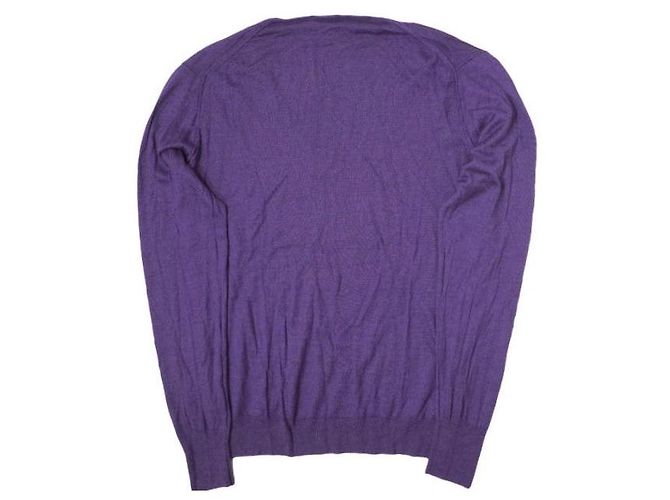 Autre Marque Cruciani Kaschmir-Seide V-Ausschnitt Strickpullover mit feiner Maschenführung Lila - Ansicht 2