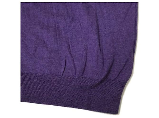 Autre Marque Cruciani Kaschmir-Seide V-Ausschnitt Strickpullover mit feiner Maschenführung Lila - Ansicht 5