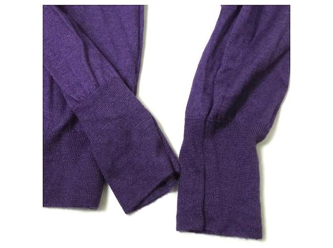 Autre Marque Cruciani Kaschmir-Seide V-Ausschnitt Strickpullover mit feiner Maschenführung Lila - Ansicht 6
