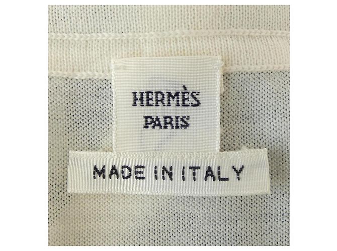 Hermès EPERON D'OR BANDANA Twill Reine Top Bianco Blu navy - vista 4