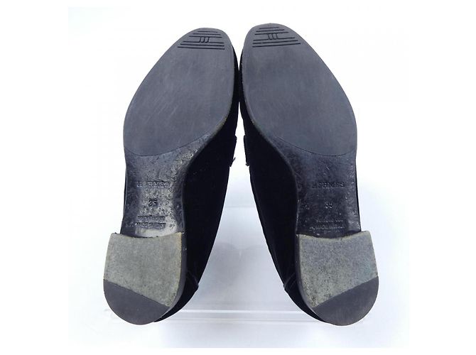 Hermès Hermes 192170ZParis Samt Schuhe Schwarz - Ansicht 5