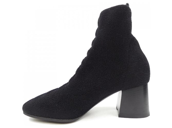 Hermès 232154Z Strick-Chenille-Kalbsleder-Stiefel Schwarz - Ansicht 2