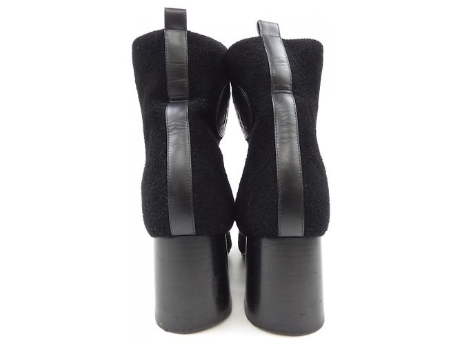 Hermès 232154Z Strick-Chenille-Kalbsleder-Stiefel Schwarz - Ansicht 5