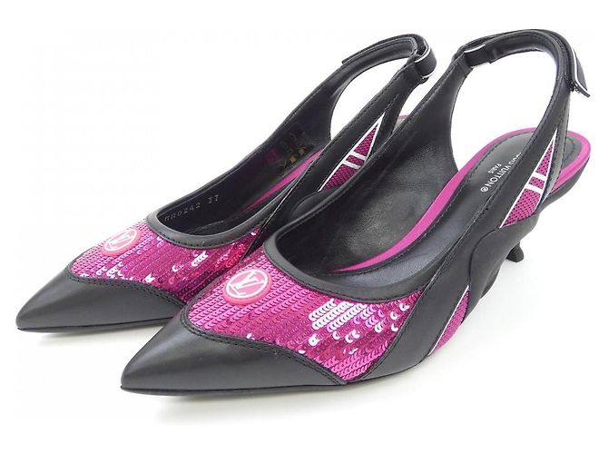Décolleté con paillettes Louis Vuitton Nero Rosa - vista 3