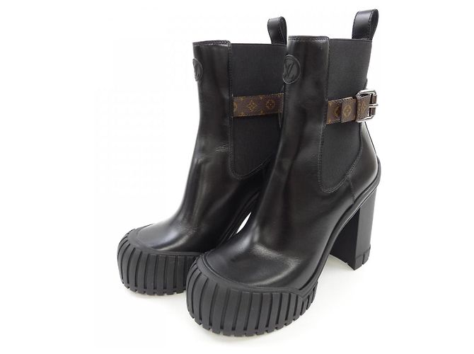 Louis Vuitton Ruby Kalbsleder-Stiefel Schwarz - Ansicht 3