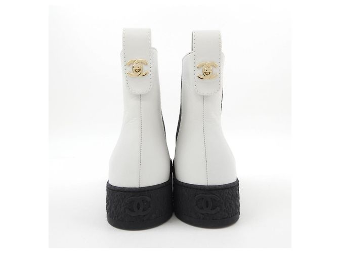 Timeless Botas de couro de bezerro Chanel Branco - vista 5