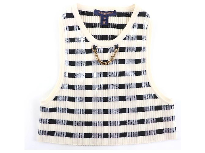 Louis Vuitton LVChain Kleid Schwarz Weiß Roh - Ansicht 4