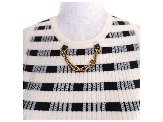 Louis Vuitton LVChain Kleid Schwarz Weiß Roh - Ansicht 6