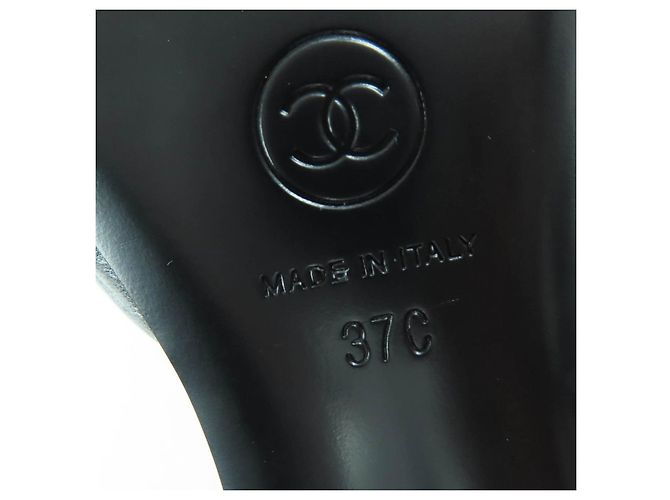 Timeless Sandali Chanel COCO Mark in pelle Nero Argento - vista 12
