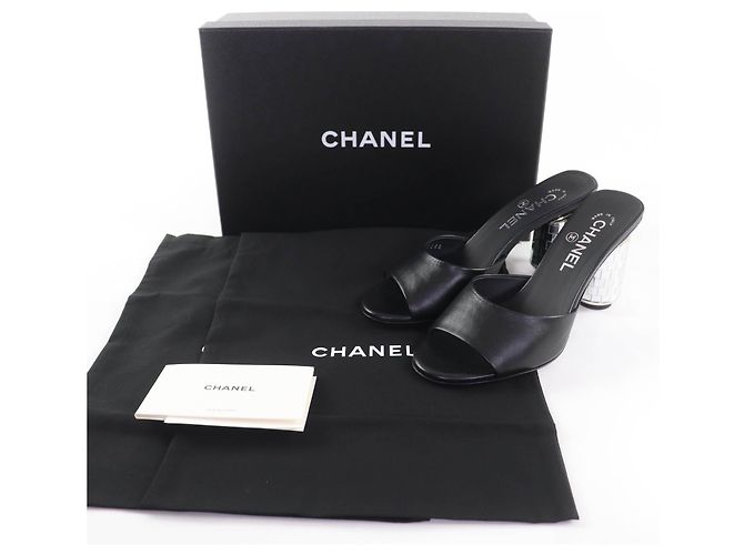 Timeless Sandali Chanel COCO Mark in pelle Nero Argento - vista 2