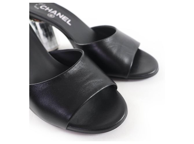 Timeless Sandali Chanel COCO Mark in pelle Nero Argento - vista 8