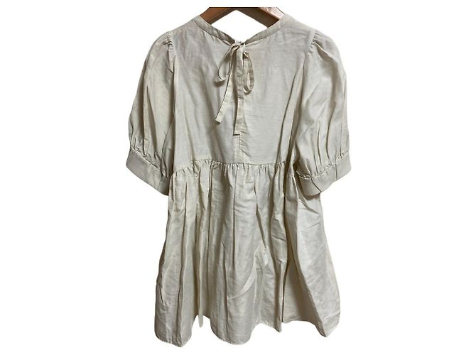 Autre Marque Kurze yori Bluse mit gerafften Puffärmeln Weiß Aus weiß - Ansicht 2