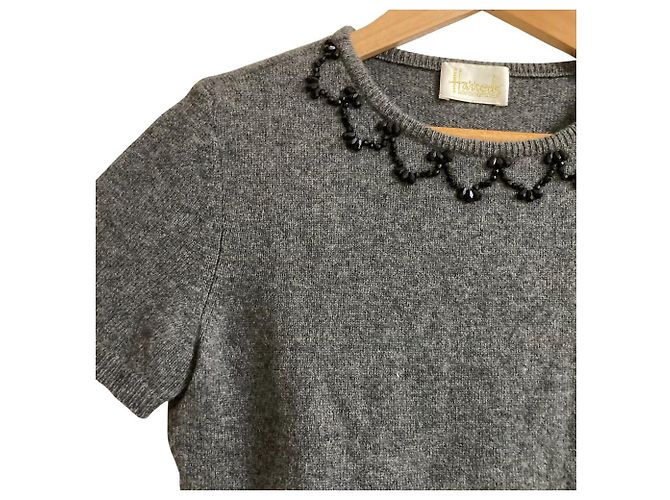 Autre Marque Top in maglia a maniche corte in cashmere Harrods Marrone - vista 4