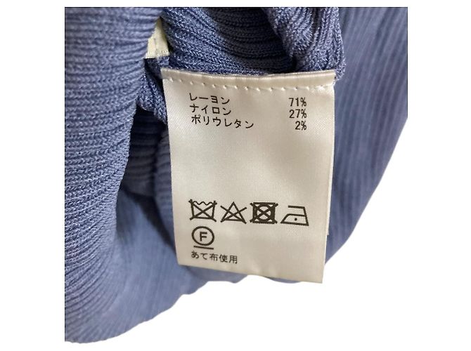 Autre Marque Top in maglia trasparente a coste Diagram Blu - vista 5