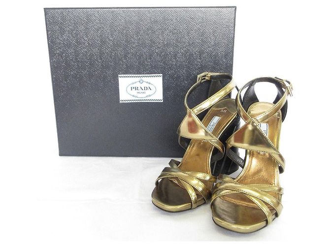 Prada Ledersandalen Golden - vista 13