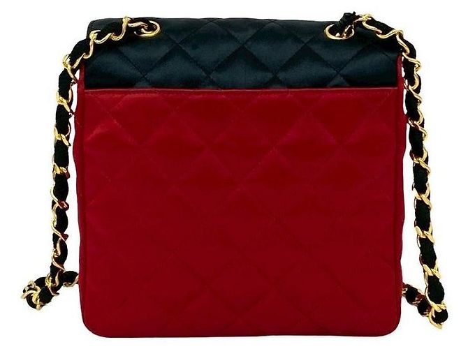 Timeless Borsa a tracolla Chanel Matelasse Satin Nero Rosso - vista 4