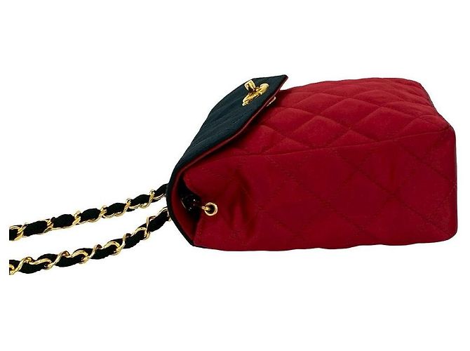 Timeless Borsa a tracolla Chanel Matelasse Satin Nero Rosso - vista 6