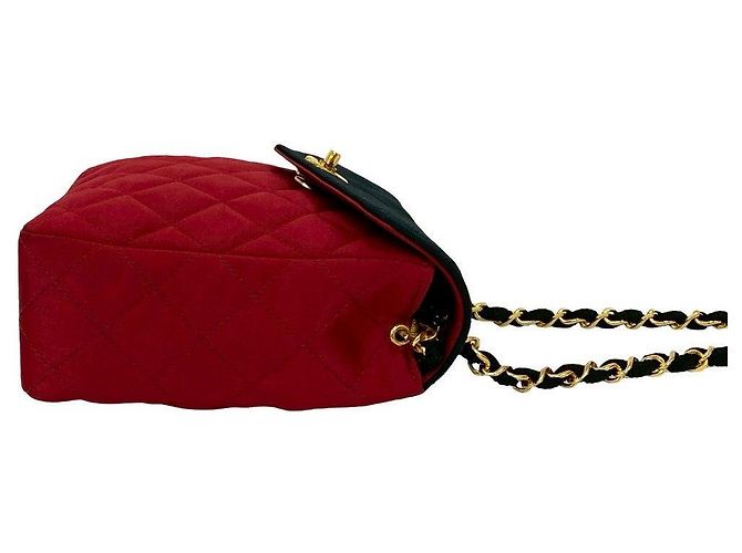 Timeless Borsa a tracolla Chanel Matelasse Satin Nero Rosso - vista 7