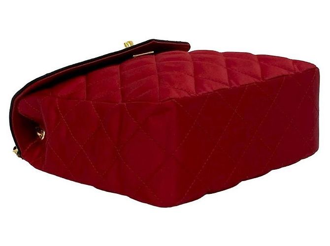 Timeless Borsa a tracolla Chanel Matelasse Satin Nero Rosso - vista 8