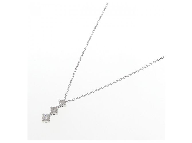 Autre Marque Collana a tre pietre con diamante Pt900/Pt850 Argento - vista 2