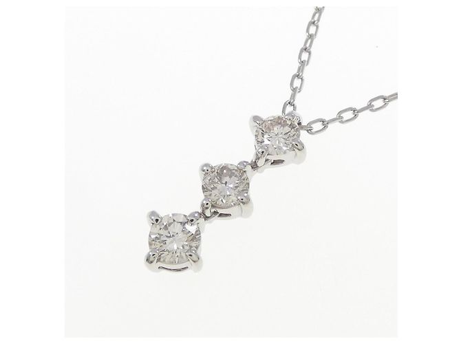 Autre Marque Collana a tre pietre con diamante Pt900/Pt850 Argento - vista 3