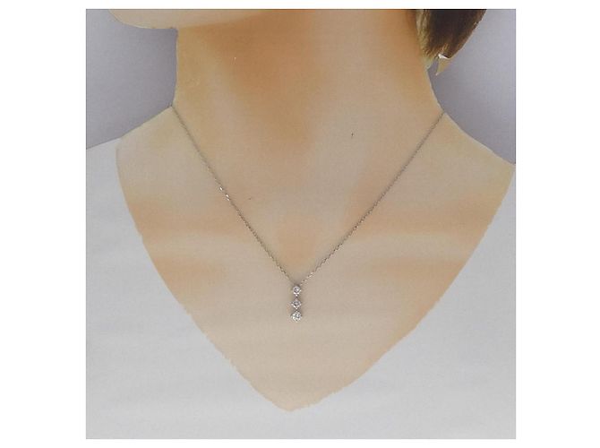 Autre Marque Collana a tre pietre con diamante Pt900/Pt850 Argento - vista 6