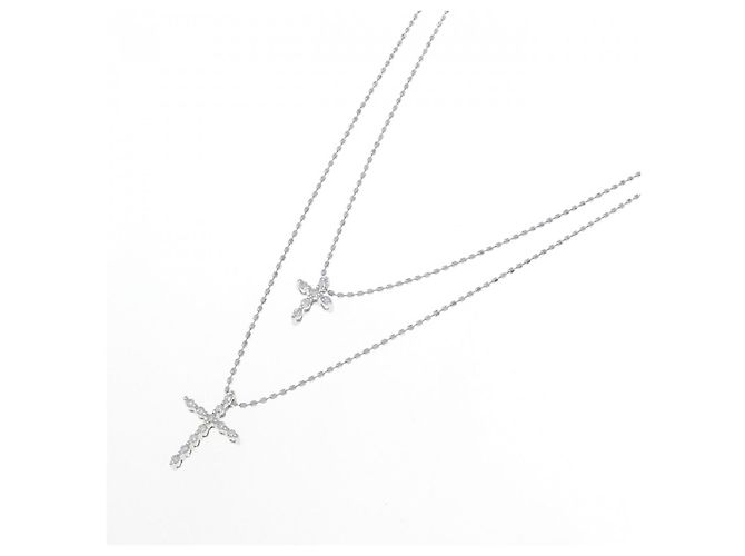 Autre Marque Collana Cross Diamond in Au750 Argento - vista 2