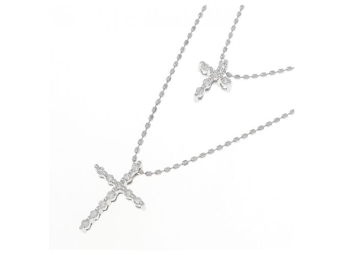 Autre Marque Collana Cross Diamond in Au750 Argento - vista 3