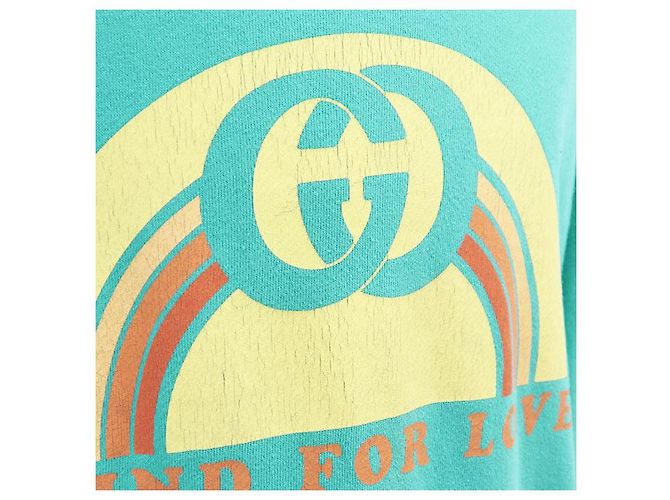 Gucci BLIND FOR LOVE GG Logo Baumwoll-Sweatshirt Blau Türkis - Ansicht 3