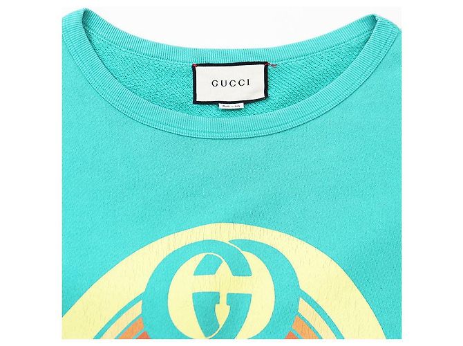 Gucci BLIND FOR LOVE GG Logo Baumwoll-Sweatshirt Blau Türkis - Ansicht 8