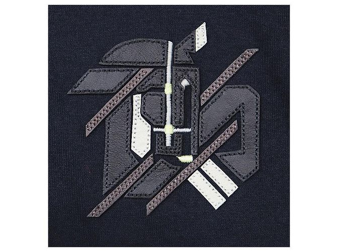 Hermès Camiseta de algodón con parche de piel de cordero Hermes Azul - vista 2