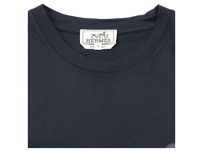 Hermès Camiseta de algodón con parche de piel de cordero Hermes Azul - vista 7