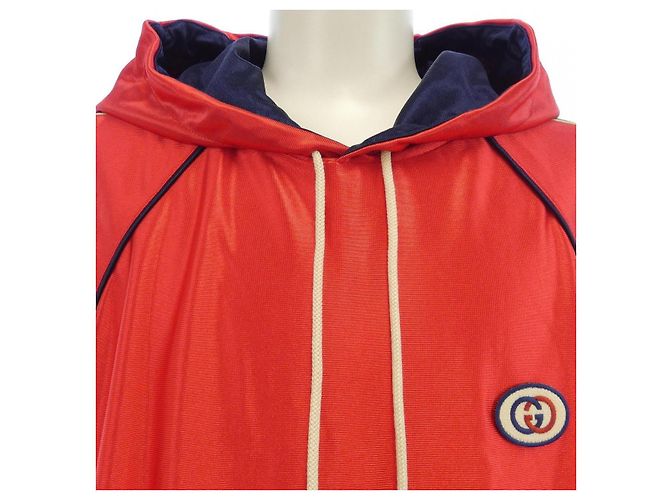 Gucci Logo Patch Shiny Jersey Hoodie Rot - Ansicht 6