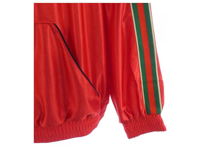 Gucci Logo Patch Shiny Jersey Hoodie Rot - Ansicht 7