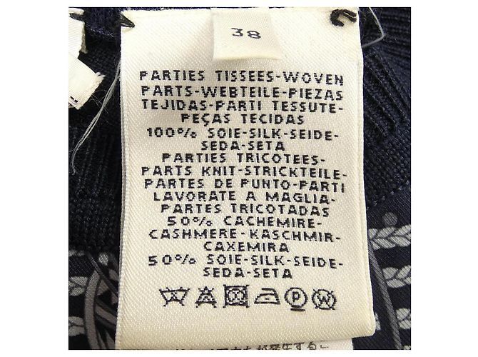 Hermès Twillene Seide Kaschmir Strick Hermes Blau Marineblau - Ansicht 3