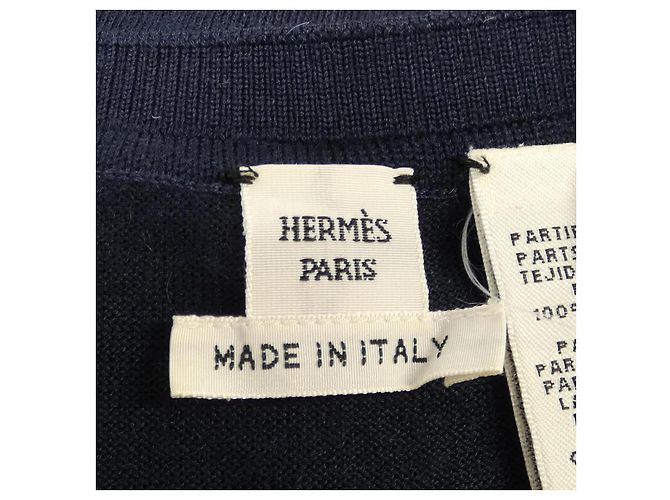 Hermès Twillene Seide Kaschmir Strick Hermes Blau Marineblau - Ansicht 4