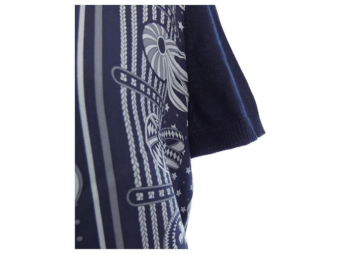 Hermès Twillene Seide Kaschmir Strick Hermes Blau Marineblau - Ansicht 6