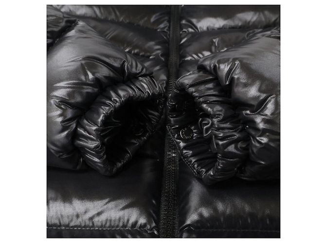 Moncler BADYFUR Shiny Nylon Down Jacket Black - view 11