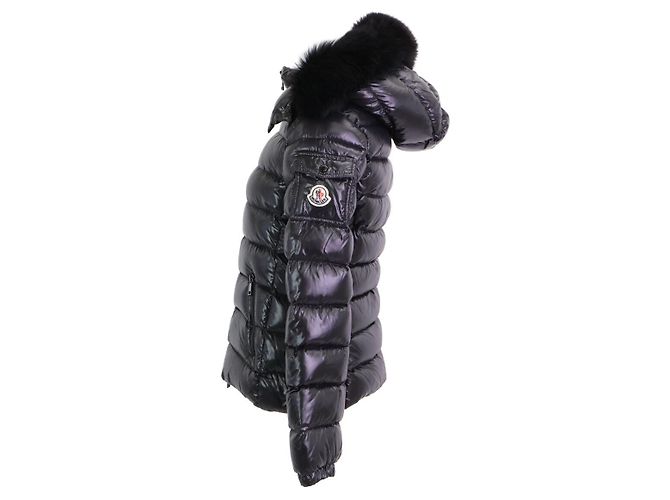 Moncler BADYFUR Shiny Nylon Down Jacket Black - view 2