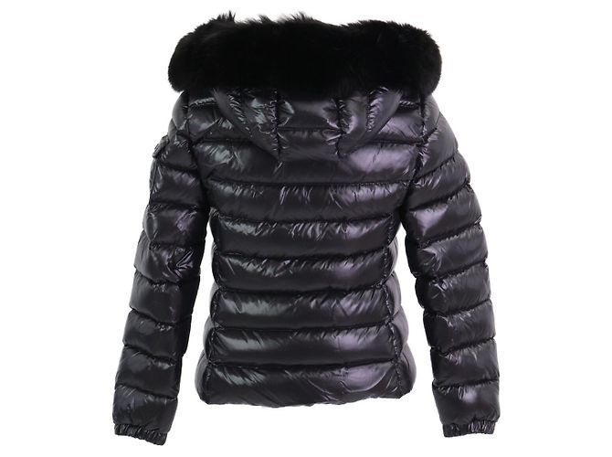 Moncler BADYFUR Shiny Nylon Down Jacket Black - view 3