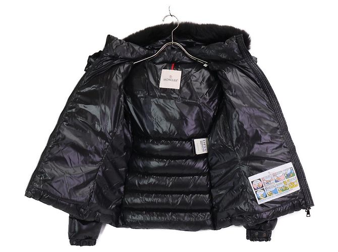 Moncler BADYFUR Shiny Nylon Down Jacket Black - view 4
