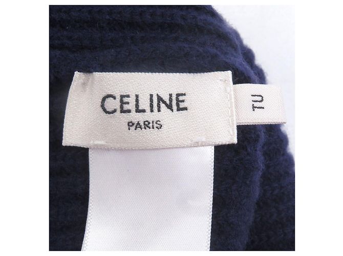 Céline CELINE Logo Patch Wool Beanie Blue Navy blue - view 6
