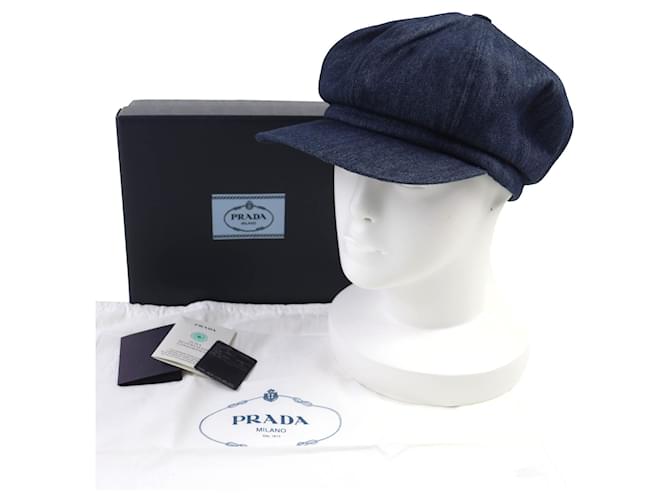 Cappellino in denim con logo Triangle Prada Blu - vista 2
