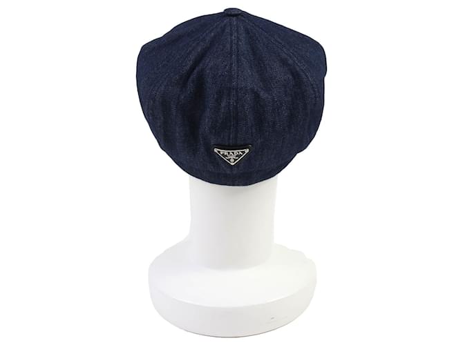 Cappellino in denim con logo Triangle Prada Blu - vista 5