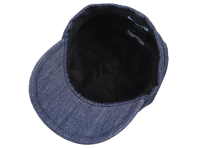 Cappellino in denim con logo Triangle Prada Blu - vista 6