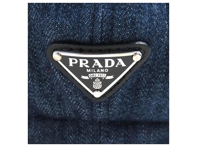 Cappellino in denim con logo Triangle Prada Blu - vista 7